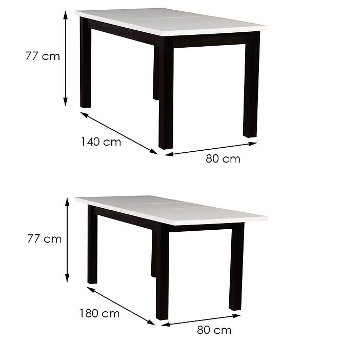 Rozkladací stôl ST28 140/180x80cm biely/cierny