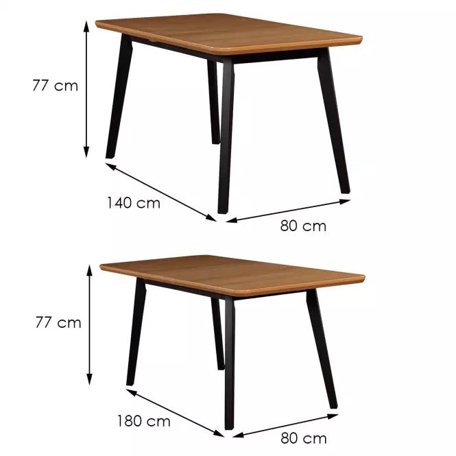 Rozkladací stôl ST41 140/180x80cm dub wotan/cierny