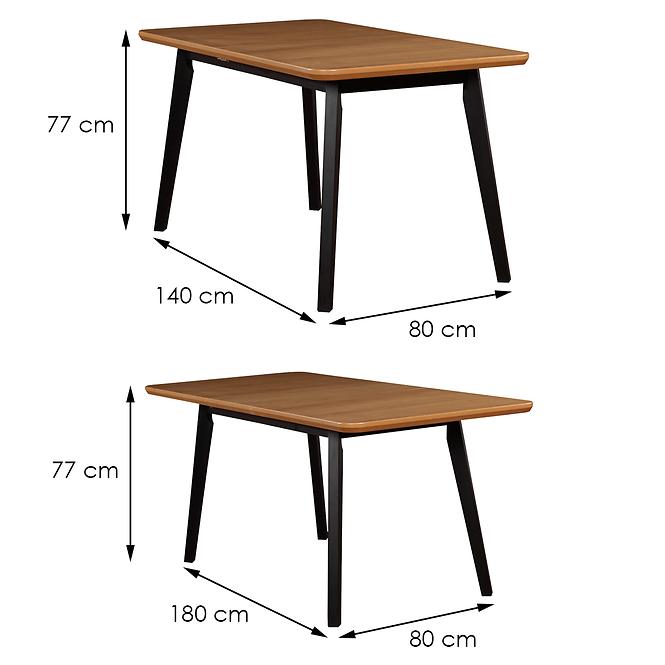 Rozkladací stôl ST41 140/180x80cm dub wotan/cierny