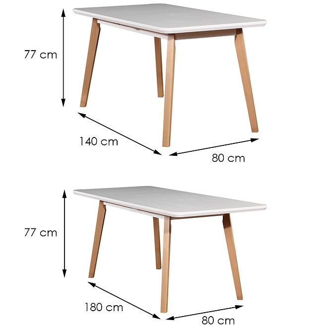 Rozkladací stôl ST41 140/180x80cm biely/buk