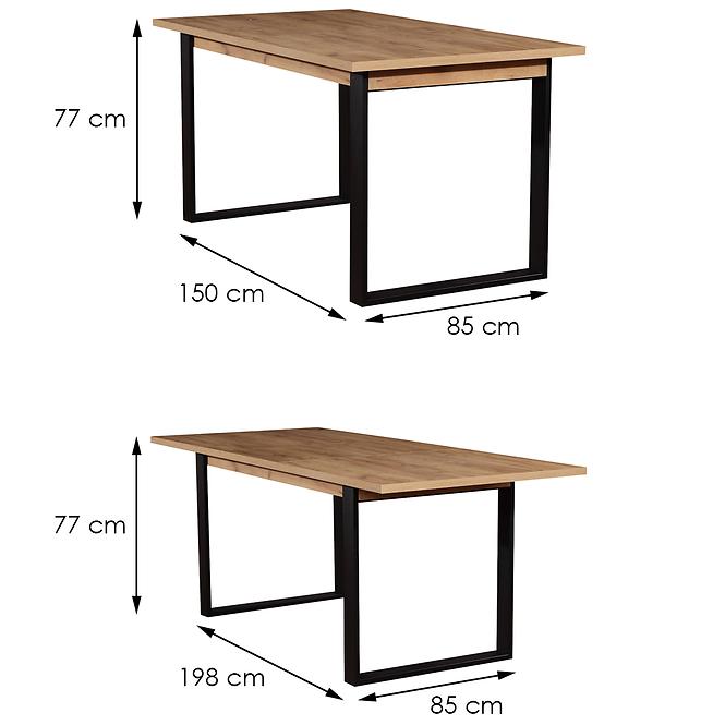 Rozkladací stôl ST42 150/198x85 cm  dub wotan/čierny