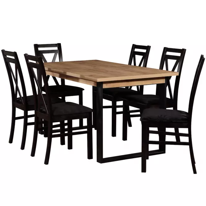 Rozkladací stôl ST42 150/198x85 cm  dub wotan/čierny