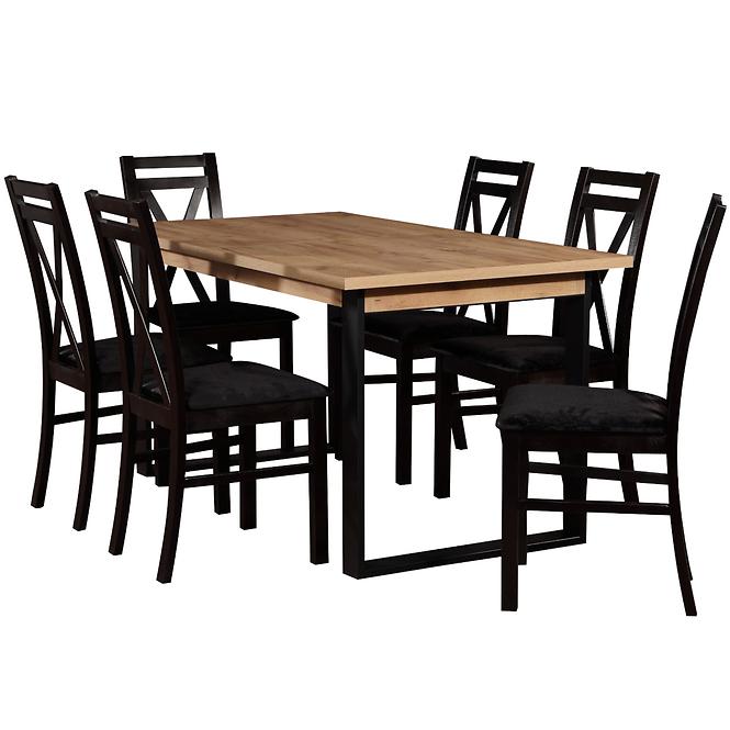 Rozkladací stôl ST42 150/198x85 cm  dub wotan/čierny