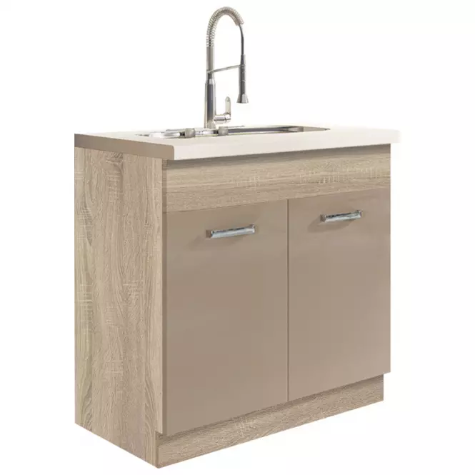 Kuchynská skrinka Premio 12D sonoma/biely/cappuccino lesk