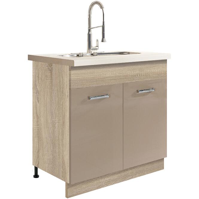Kuchynská skrinka Premio 12D sonoma/biely/cappuccino lesk