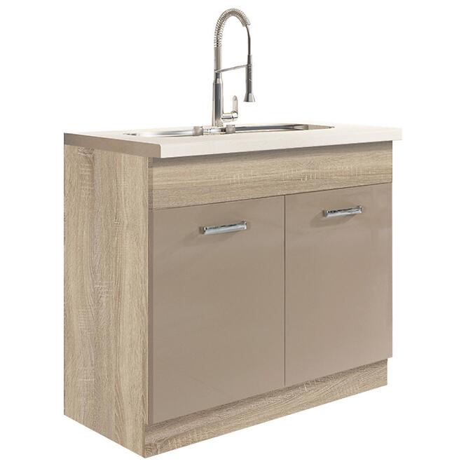 Kuchynská skrinka Premio 13D Sonoma/Biela/Cappuccino lesk