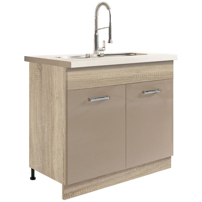 Kuchynská skrinka Premio 13D Sonoma/Biela/Cappuccino lesk