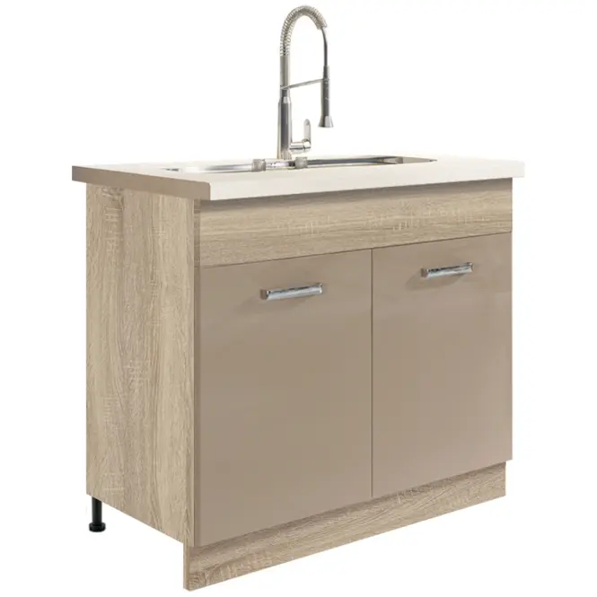 Kuchynská skrinka Premio 13D Sonoma/Biela/Cappuccino lesk