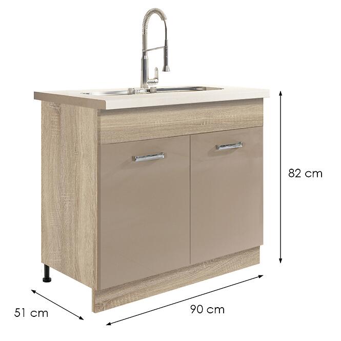 Kuchynská skrinka Premio 13D Sonoma/Biela/Cappuccino lesk
