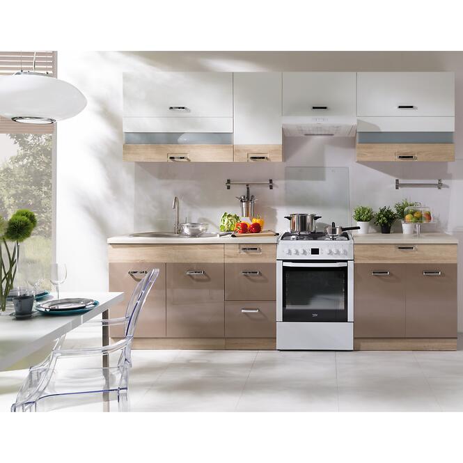 Kuchynská skrinka Premio 13D Sonoma/Biela/Cappuccino lesk