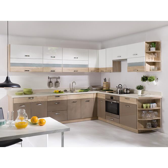 Kuchynská skrinka Premio 13D Sonoma/Biela/Cappuccino lesk,4