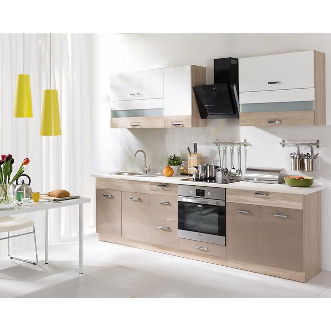 Kuchynská skrinka Premio 19D sonoma/biely/cappuccino lesk