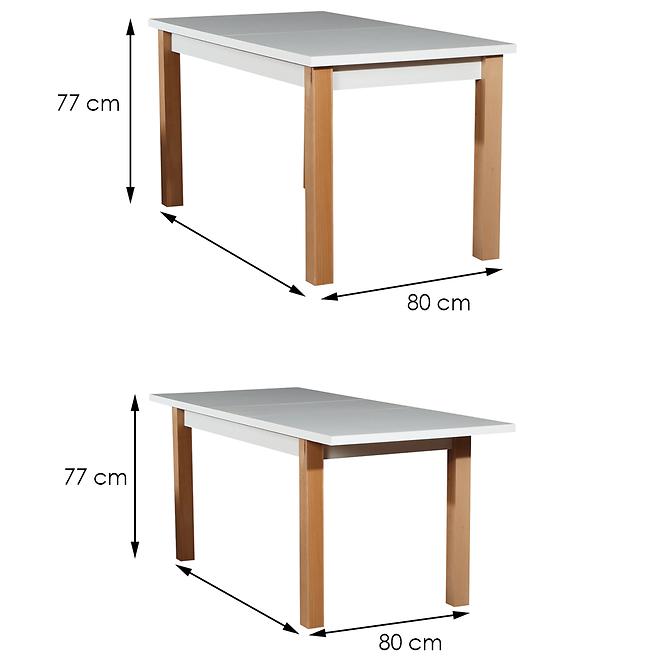 Rozkladací stôl  ST28 140/180x80cm biely/buk