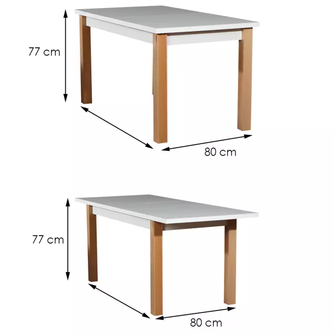 Rozkladací stôl  ST28 140/180x80cm biely/buk,3