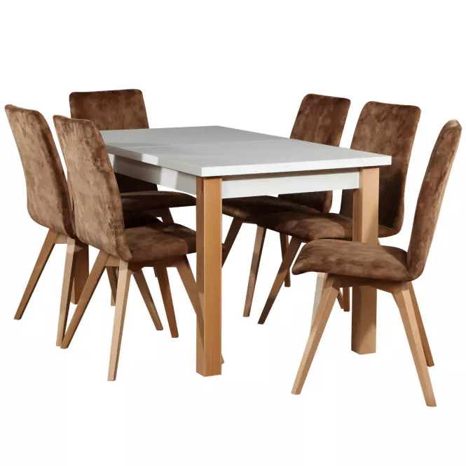 Rozkladací stôl  ST28 140/180x80cm biely/buk,4