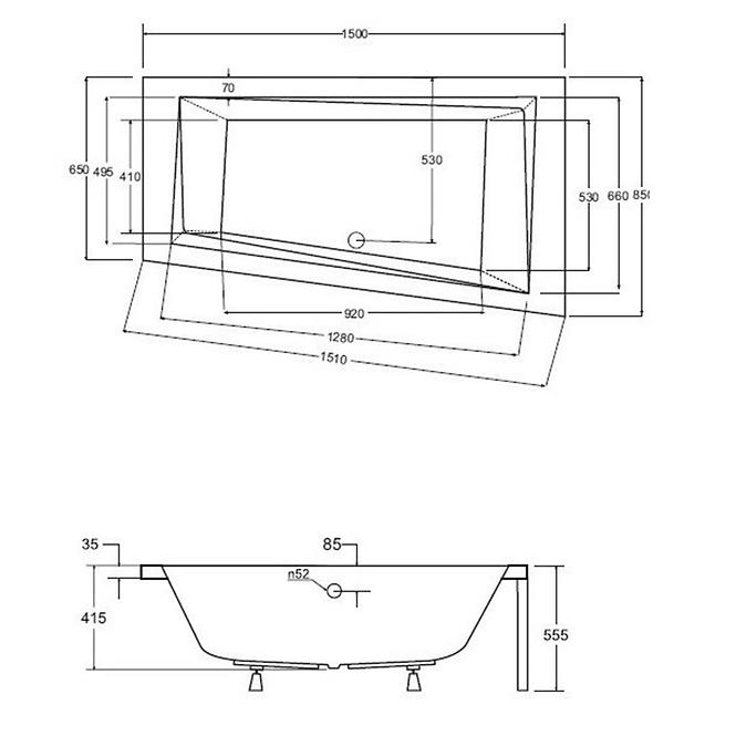 Vaňa  Intima 150/85 P+nohy