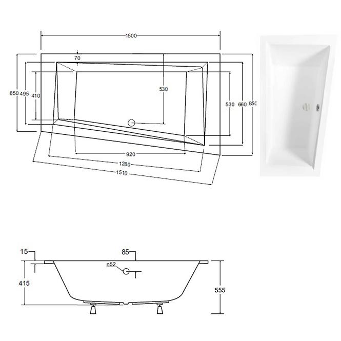 Vaňa Intima Slim 150/85 P +nohy