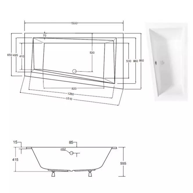 Vaňa Intima Slim 150/85 L +nohy