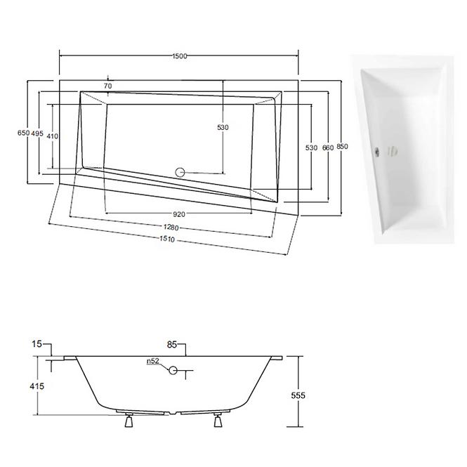 Vaňa Intima Slim 150/85 L +nohy