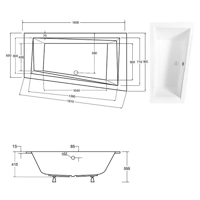 Vaňa Intima Slim 160/90 P +nohy