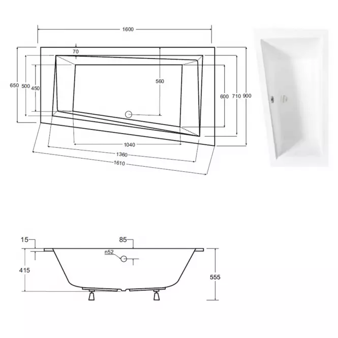 Vaňa Intima Slim 160/90 L +nohy