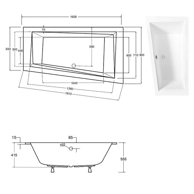 Vaňa Intima Slim 160/90 L +nohy