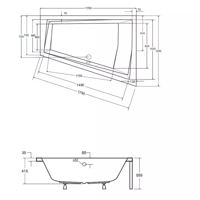 Vaňa Intima Duo 170/125 P +nohy