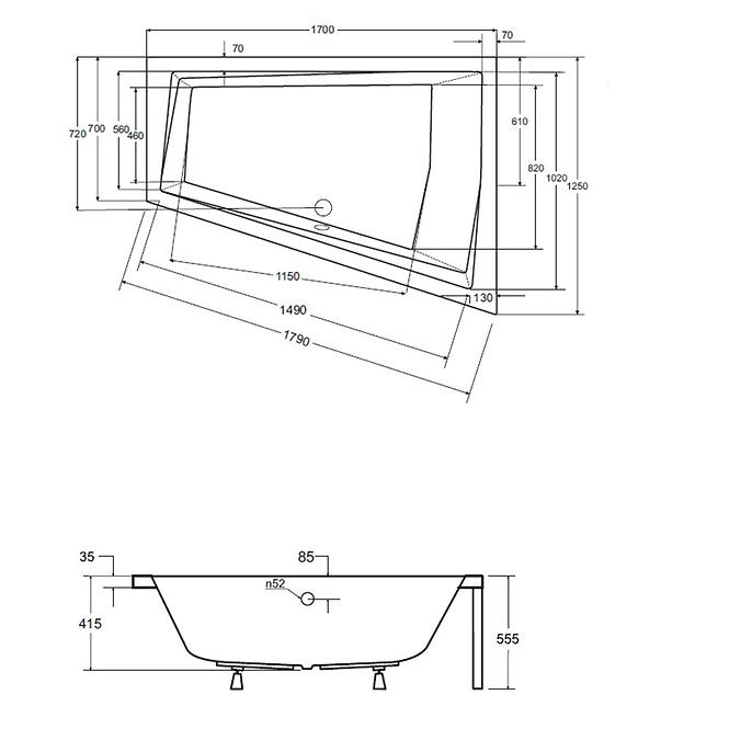 Vaňa Intima Duo 170/125 P +nohy