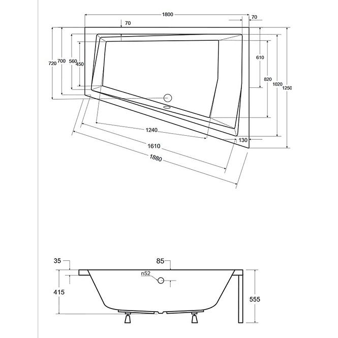 Vaňa Intima Duo 180/125 P + nohy