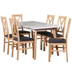 Jedálenská zostava Zefir 1+6 st41 +W113 biely/buk