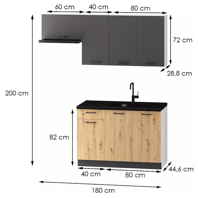 Kuchynská linka Clara 180 sivý grafit/artisan