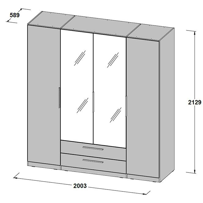 Skriňa Cadixo 200 2D2S2L Dub Sonoma/zrkadlo