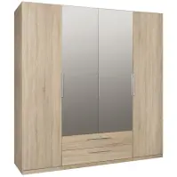 Skriňa Cadixo 200,3cm so zrkadlom- dub sonoma, štvordverová, zásuvky