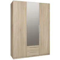 Skriňa Cadixo 150,6cm so zrkadlom- dub sonoma, trojdverová,zásuvky