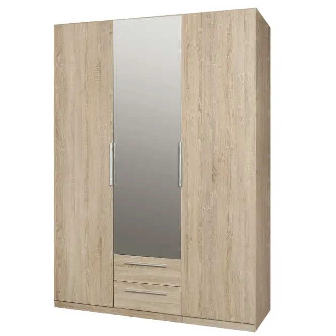 Skriňa Cadixo 150,6cm so zrkadlom- dub sonoma, trojdverová,zásuvky