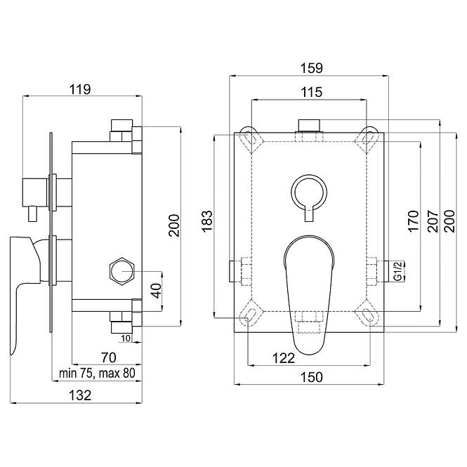 Batéria sprchová podomietková TITANIA SMART BOX98051R, 0