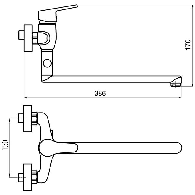 Batéria vaňová nástenná keramické prepinac TITAN IRIS NEW 150mm 94472/1,0