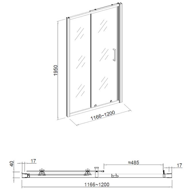 Sprchové dvere Patio 120X195 čierna profil