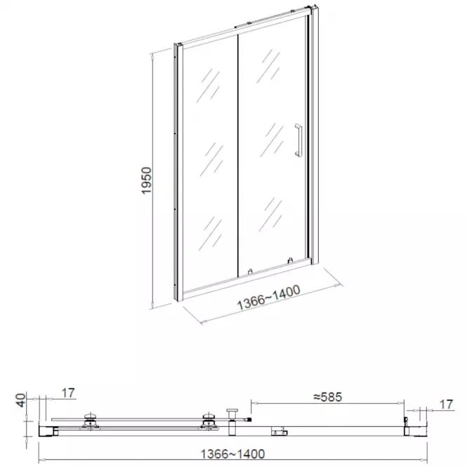Sprchové dvere Patio 140X195 čierna profil,4
