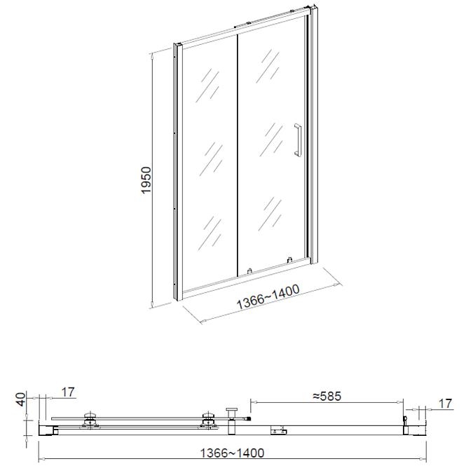 Sprchové dvere Patio 140X195 čierna profil,4