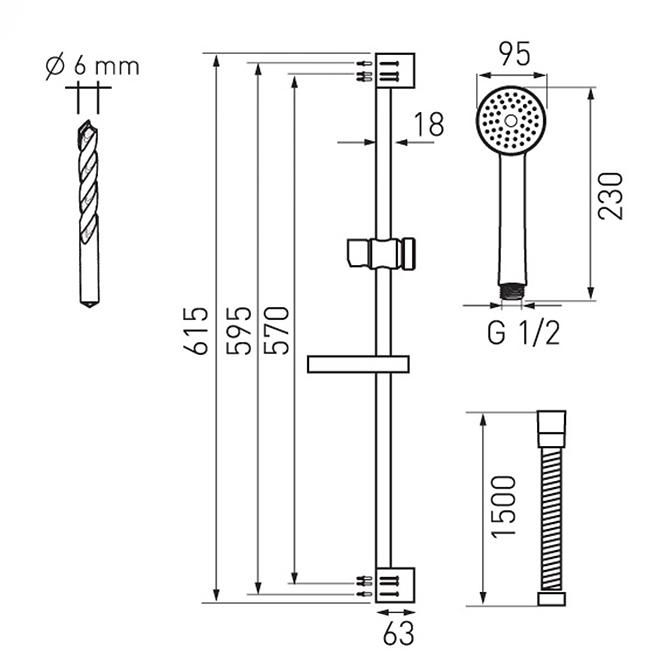 Sprchový komplet nástenný KIT04,0