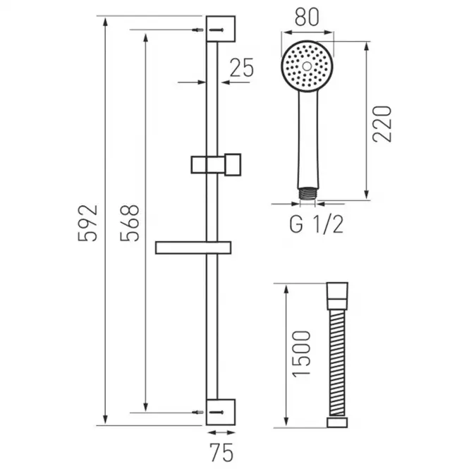 Sprchový komplet nástenný KIT869,0