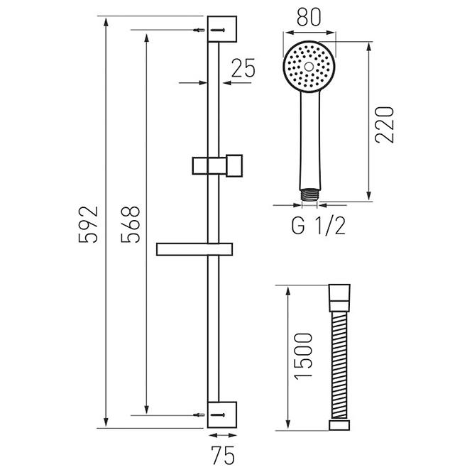 Sprchový komplet nástenný KIT869,0