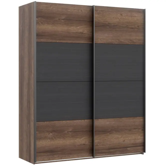 Skriňa s posuvnými dverami Dreamer 170,3cm- dub ušľachtilý/dub čierna, dvojdverová