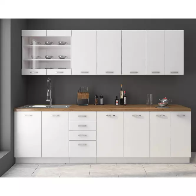 Kuchynská linka Eko white mat 260 bez dosky