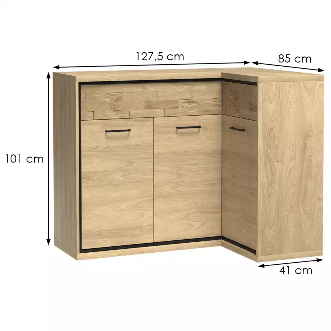 Komoda Rohová Doska M15 Mediolan Natural Hikora