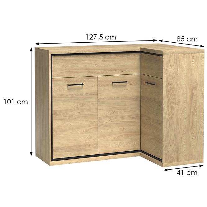 Komoda Rohová M15 Mediolan Natural Hikora,2