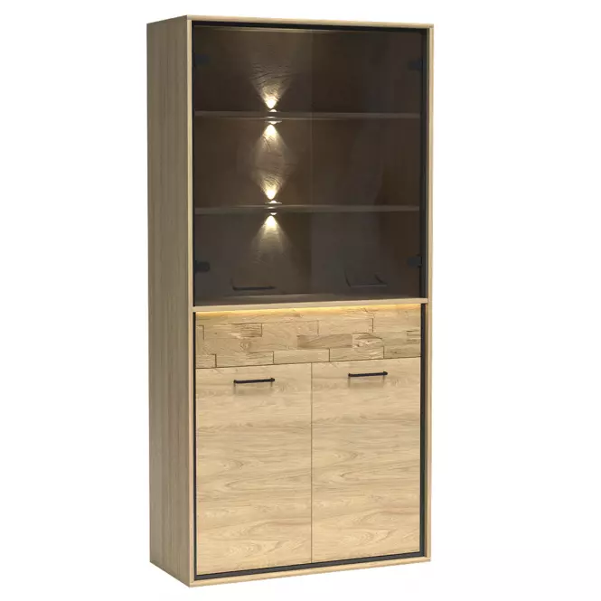 Vitrína M3 Mediolan Doska Natural Hikora,2