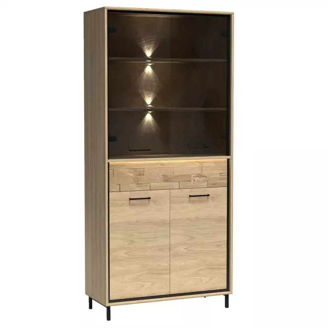 Vitrína M3 Mediolan Doska Natural Hikora,5