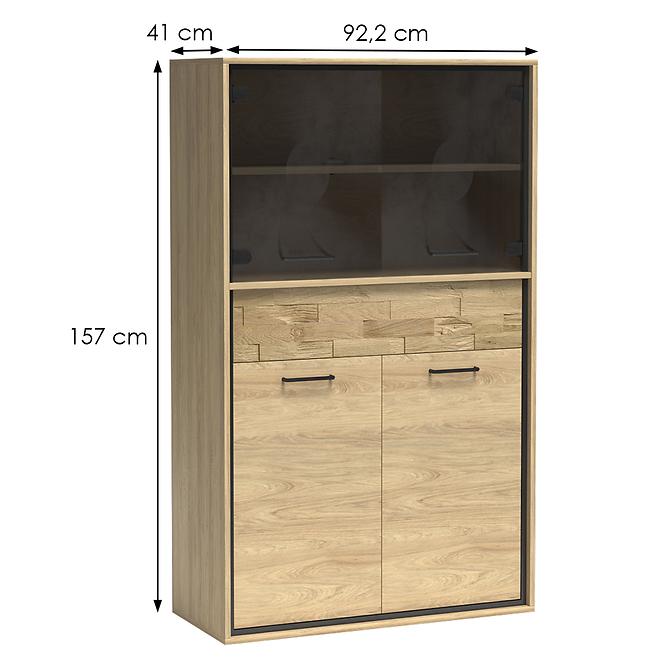 Vitrína M5 Mediolan Doska Natural Hikora,3